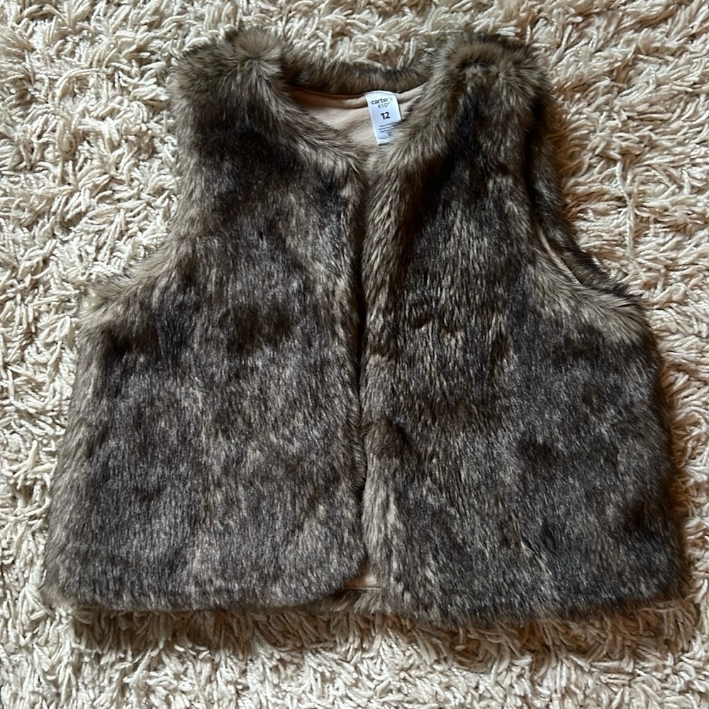 Faux Fur Vest Carters Kids Size 12. EUC